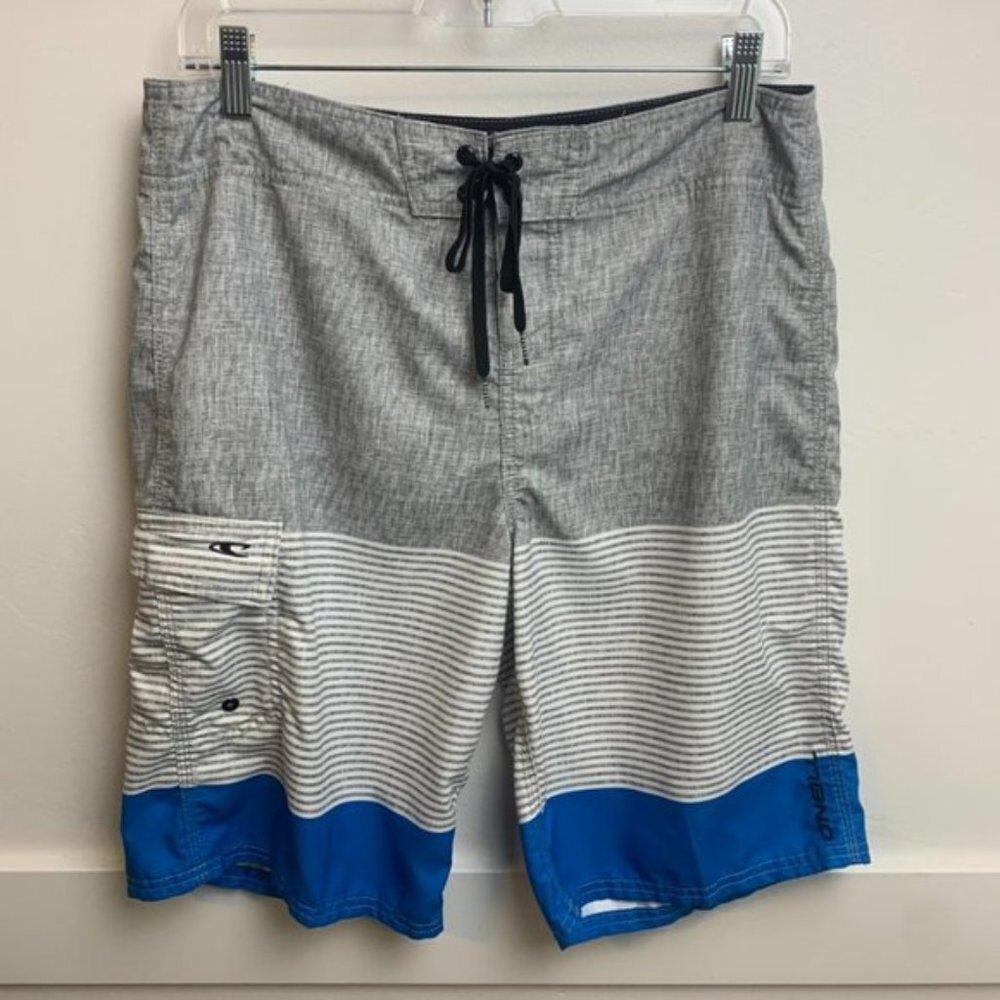 O'Neill Blue, Gray, & White Board Shorts Size 31